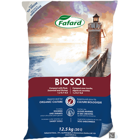 Compost avec tourbe, algues et crevettes BIOSOL 30 L