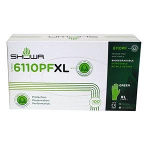 SHOWA GANTS NITRILE BIODÉGRADABLE SANS POUDRE X-LARGE (100)